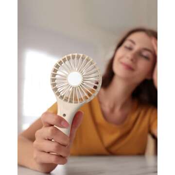 TriPole Mini Portable Fan Powerful Personal Handheld Battery Operated Rechargeable Fan Speed Adjustable Small Eyelash Fan for Stylish Kids Girls Women Indoor Outdoor Travelling, Beige