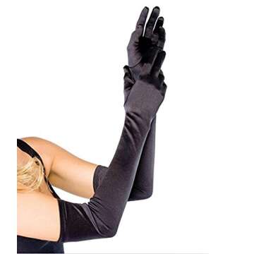 Long Opera Party Gloves for Women 22'' 1920s 20s Satin Gloves Elbow Length Bridal Evening Dress Costumes, Black