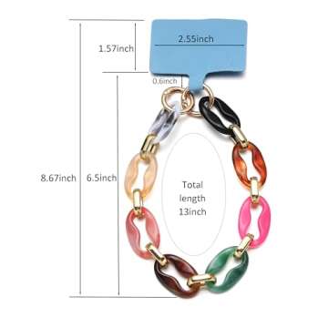 Cosace Phone Charm Acrylic Phone Chain for Women Phone Charms Strap Phone Wristlet Phone Wrist Lanyard Phone Accessories Charm Phone Wrist Strap Cute for Women PC-Rbuckle-MixedColor