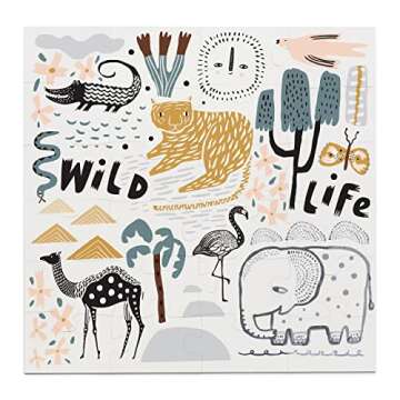 Wee Gallery Wild Life Floor Puzzle, 24 Large Pieces, Durable Jumbo Jigsaw Floor Puzzles for Beginner, Toddlers, Preschool Kids, Learning Toy, Cognitive & Motor Development Activities, Brain Games