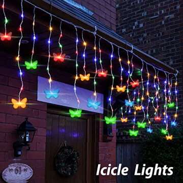 Curtain Butterfly String Light 20Ft 120LED Window USB Fairy Lights 24 Butterfly 8 Modes with Remote Control for Room Bedroom Patio Party Wedding Holiday Christmas Decoration (Colorful)