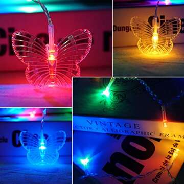 Curtain Butterfly String Light 20Ft 120LED Window USB Fairy Lights 24 Butterfly 8 Modes with Remote Control for Room Bedroom Patio Party Wedding Holiday Christmas Decoration (Colorful)