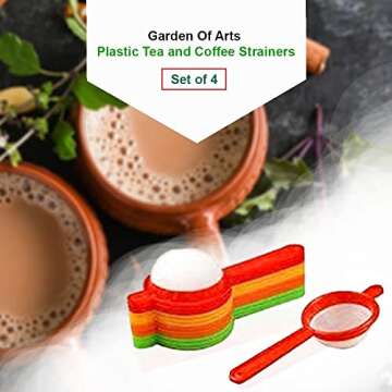 Garden Of Arts Plastic Tea and Coffee Strainers, Multicolour (Set of 4) Colour May Vary