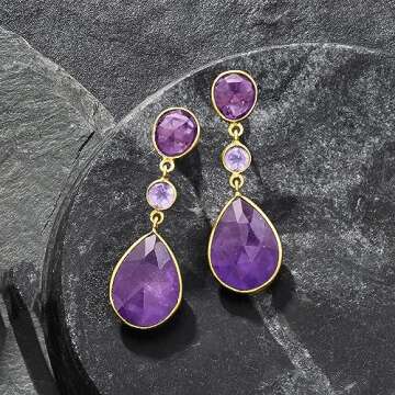 Ross-Simons 24.50 ct. t.w. Amethyst Drop Earrings in 18kt Gold Over Sterling