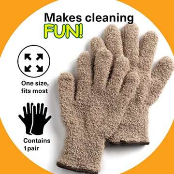 Master Manufacturing CleanGreen Microfiber Dusting Floves, 1 Pair (Pack of 1), Beige