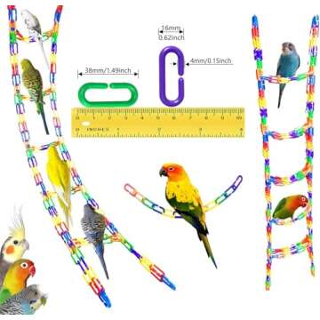 Hyamass 200pcs Rainbow C-Clips Chains Hooks Plastic Chain Links C-Links Children's Learning Toy Sugar Glider for Parakeets,Small Pet Rat Parrot Bird Toy Cage Swing Climbing Cage Toys