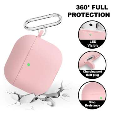 Premium Protective Case for AirPods 4th Generation - Stylish & Durable AirPods Case with Keychain for Air Pod & AirPods Accessories（Pink）