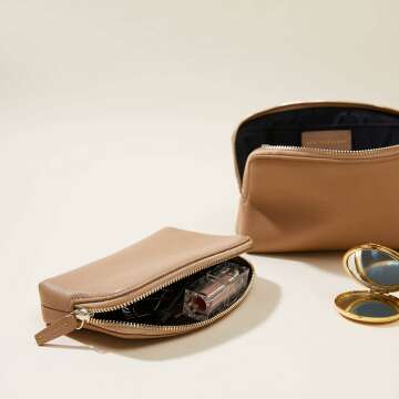 Leather Makeup Pouch Set