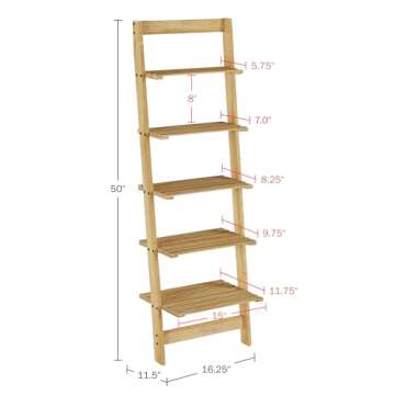 5-Tier Wooden Ladder Shelf for Versatile Home Use