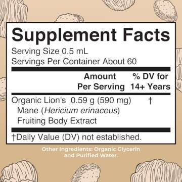 MaryRuth Organics Lions Mane Mushroom Supplement, Upto 2 Month Supply, Nootropic USDA Organic Lions Mane Extract Nervine Herbal Liquid Drops, Brain Health Non-GMO Vegan Alcohol Free Tincture, 1 Fl Oz