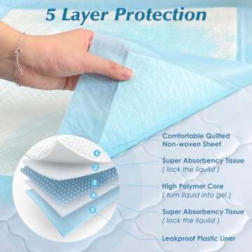 50 Count Super Absorbency Disposable Underpads, Leakproof Quick Drying Disposable Pads for Baby, Puppy and Adults, Disposable Changing Pads for Baby, Disposable Diaper Changing Pads, 17” x 13”