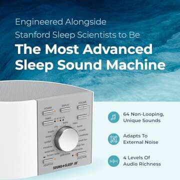 Adaptive Sound Technologies Sound + Sleep SE Noise Machine - White Noise Machine - Non-Looping Environmental/Nature Sounds for Sleep & Relaxation - with Timer & Headphone Jack - White/Silver