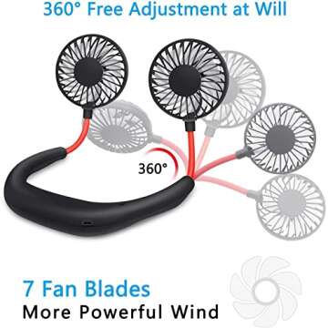 SZ-JIAHAIYU Neck Fan Portable Face Fan Personal USB Hands-Free Mini Wearable Sports Handheld Cooling Small New Fans Around Your Neck for Travel Office Room Household Outdoor, 300*190