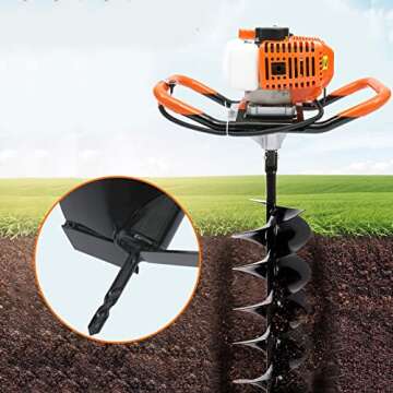 DYRABREST 52cc Gas Powered Earth Auger Post Hole Digger Borer Fence Ground Drill 4inch / 6inch / 8inch Bits