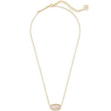 Kendra Scott Elisa Pendant Necklace for Women, Fashion Jewelry, 14k Gold-Plated, Rose Quartz