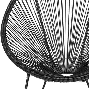 EMMA + OLIVER Black Papasan Bungee Lounge Chair