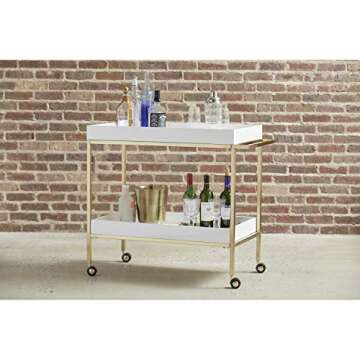 Pulaski Brushed Gold & White Bar Cart Accents, Gold