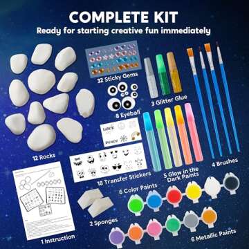 JOYIN Rock Painting Kit- Glow in The Dark Rock Kit, Arts and Crafts for Kids Ages 6-12, Art Supplies Toy, Kids Craft Paint Kits, Arts & Crafts for Boys Girls Birthday Party Gift Toy