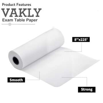 Headrest Exam Table Paper - 8''x225’ [2 Pack] Disposable White Smooth Medical Barrier Cover Roll – Narrow 8 inch Paper Rolls for Spas, Daycares, Doctors, Chiropractors, Examination and Massage Tables