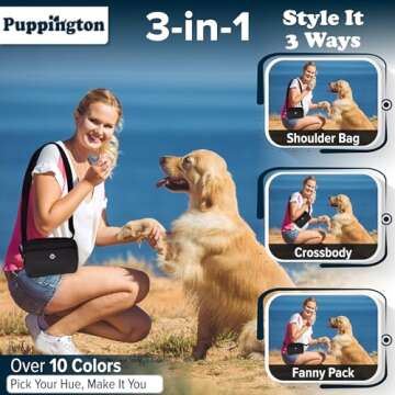 Puppington 3-in-1 Dog Walking Bag & Training Pouch - Onyx Black