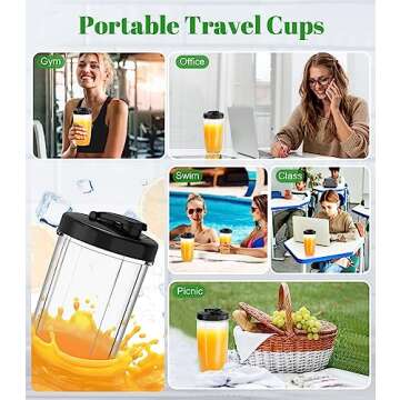 Personal Blender for Shakes and Smoothies, 6-Leaf Blenders for Kitchen 850W, 17 Pieces Smoothie Blender with Grinder, 2 * 20oz To-Go Cups, Countertop Blender for Fruits, Protein Drinks, Ices