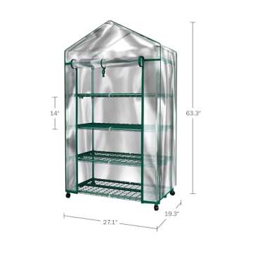 4-Tier Portable Greenhouse with Locking Wheels