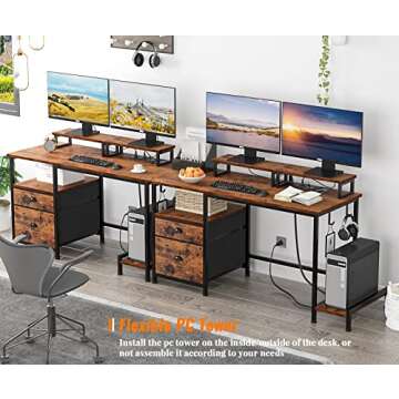 Furologee Computer Desk with Drawer & Power Outlets for Home Office