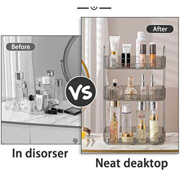 shuang qing Bathroom Counter Organizer Countertop Storage, Cosmetics Skincare Shelf Organizer, Makeup Organizer Perfume for Dresser Vanity Tray, Spice Rack Organizer for Kitchen (3 Tier- Gray)