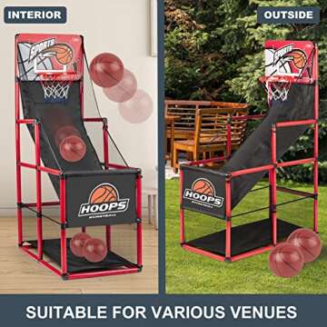 Kids Arcade Basketball Game Set with 5 Inflatable Balls,Indoor Outdoor Sports Toys,Basketball Hoop for Kids,Children's Basketball Stand,Easy Set Up Ideal for Games and Competition