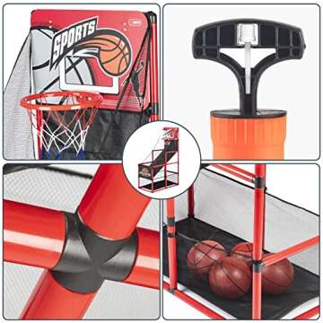 Kids Arcade Basketball Game Set with 5 Inflatable Balls,Indoor Outdoor Sports Toys,Basketball Hoop for Kids,Children's Basketball Stand,Easy Set Up Ideal for Games and Competition