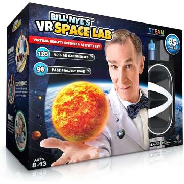 Abacus Brands Bill Nye's VR Space Lab - Virtual Reality Kids Science Kit, Book and Interactive STEM Learning Activity Set (Full Version - Includes Goggles)