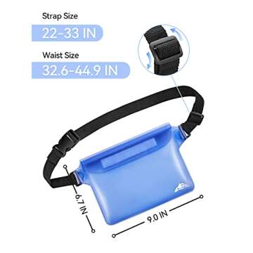 HEETA Waterproof Fanny Pack, Waterproof Pouch Dry Bag 2/3/4 Pack for Phone, Adjustable Waist Strap and Screen Touch Sensitive for Swimming Kayaking Boating Beach Fishing Diving Surfing Accessories