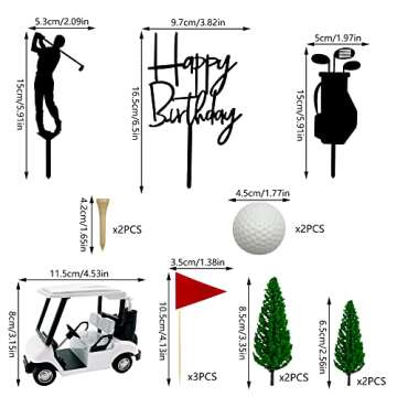 Golf Cake Decorations Golf Cart Cake Toppers Heading for The Green Cake Topper for Golfers with Cart Flag Golf Ball for Golf Theme Party Supplies (White)