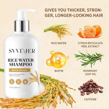 Svvimer Biotin Hair Growth Shampoo with Rice Water