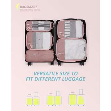 BAGSMART 6 Set Compression Packing Cubes for Travel, Lightweight Vacation Travel Essentials for Women, Travel Accessories for Suitcase Organizer Bags Set, Durable Luggage Organizer Travel Bags