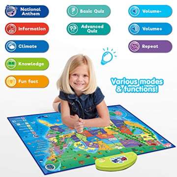 BEST LEARNING i-Poster My USA Interactive Map - Educational Smart Talking Poster Toy for 5 to 12 Years Kids Boy or Girl | Geography Electronic Game for 5, 6, 7 Years | Ideal Birthday Present