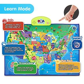 BEST LEARNING i-Poster My USA Interactive Map - Educational Smart Talking Poster Toy for 5 to 12 Years Kids Boy or Girl | Geography Electronic Game for 5, 6, 7 Years | Ideal Birthday Present