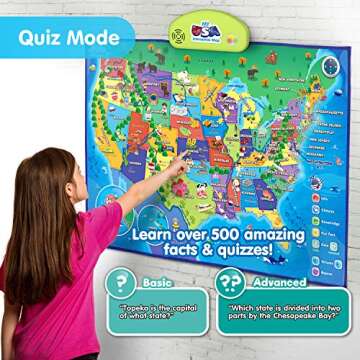 BEST LEARNING i-Poster My USA Interactive Map - Educational Smart Talking Poster Toy for 5 to 12 Years Kids Boy or Girl | Geography Electronic Game for 5, 6, 7 Years | Ideal Birthday Present