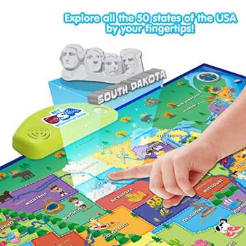 BEST LEARNING i-Poster My USA Interactive Map - Educational Smart Talking Poster Toy for 5 to 12 Years Kids Boy or Girl | Geography Electronic Game for 5, 6, 7 Years | Ideal Birthday Present