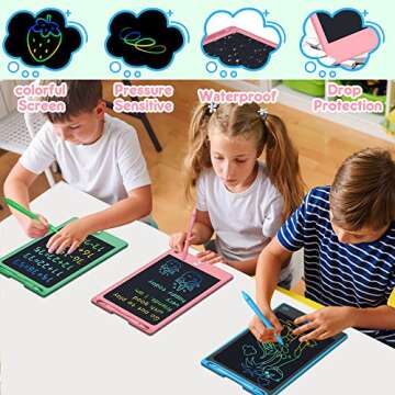 FLUESTON LCD Writing Tablet for Kids,Drawing Tablet for Boys Girls 3 4 5 6 7 8 Year,8.8 Inch 3pcs in 1 Pack Drawing Pad Toy Christmas Birthday Gifts for Toddler,Doodle Board Cute Dinosaur Unicorn