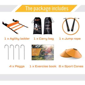 Speed Training Set - Agility Ladder, Jump Rope, Sport Cones and Exercise folder - Premium TRAINING TOOL SET For Faster Footwork And Better Movement Skills by Scandinavian Sports