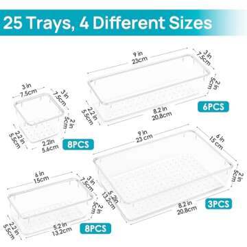 Vtopmart Clear Plastic Drawer Organizers - 25 PCS Set