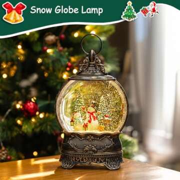 Snow Globe Lights with Snowman Scene and Music Box