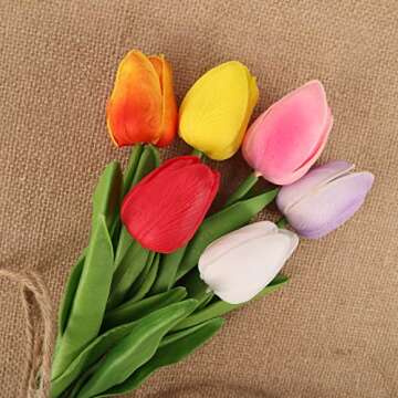 Real Touch Tulips - 30pcs Multi Color Spring Decor