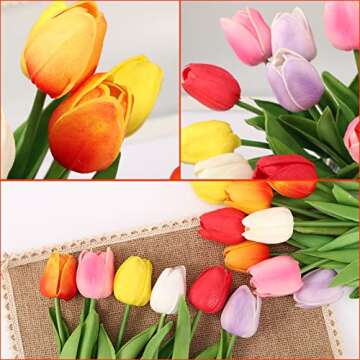 Real Touch Tulips - 30pcs Multi Color Spring Decor