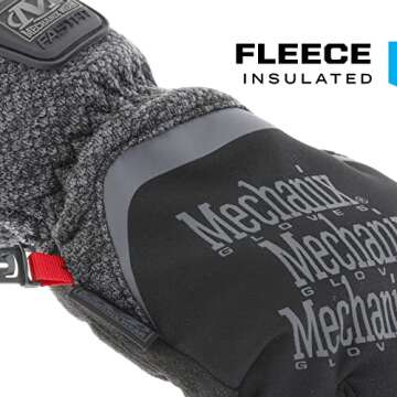 Mechanix Wear: ColdWork FastFit Winter Work Gloves with Elastic Cuff, Wind and Water Resistant, Fleece Insulated, Touch Capable Winter Gloves, For Mild Cold Weather (Black/Gray, X-Large)