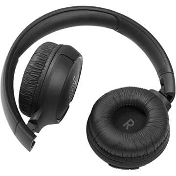 JBL Tune 510BT: Wireless Bluetooth On-Ear Headphones with Purebass Sound - with Cleaning Cloth - Black (Renewed)