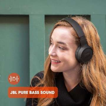 JBL Tune 510BT: Wireless Bluetooth On-Ear Headphones with Purebass Sound - with Cleaning Cloth - Black (Renewed)