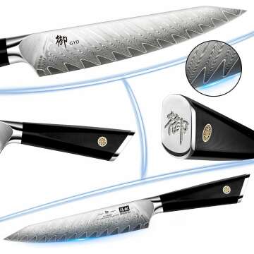 SHANZU 3PCS Damascus Chef Knife Set, 67-Layer High Carbon Steel Kitchen Knife,Ultra Sharp Japanese Chef Knife,Professional Kitchen Utility Knives with G10 Ergonomic Handle Cooking Knife with Gift Box