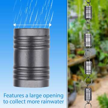 Celestial Cascade Rain Chain-Elegant Water Cascader for Gutter Downpouts - Decorative Rain Chains - 8.5 ft - Rain Chain Black Powder Coated - Premium Gutter Downpouts Chain.